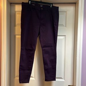 Loft size 14 petite skinny jeans, plum color